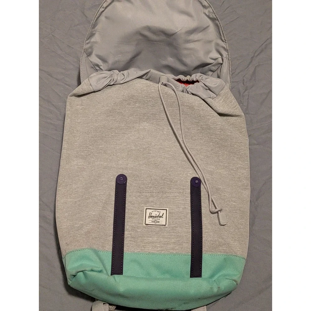 Herschel Little America Backpack - Gray & Teal - Black Straps 20L